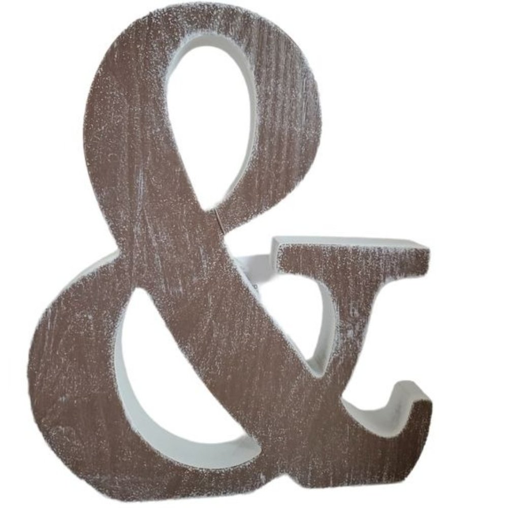 9½" & Ampersand Wood Table Top Home Decor Art  Distressed Decoration